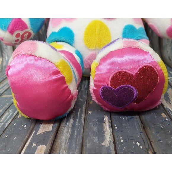 Build a Bear Workshop Colorful Pastel Hearts Plush Stuffed 16" Teddy Bear Toy - Picture 3 of 10